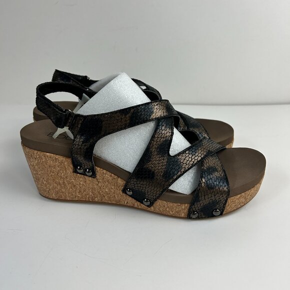 NWOT Boutique by Corkys Sandals 10 Metallic Shore Wedge Strappy - Picture 4 of 13
